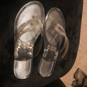 Clear blinged out sandals